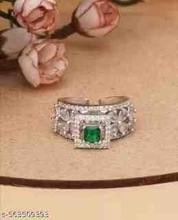 Maatrchaaya Sterling Silver American Diamond Studded Adjustable Ring For Girls / Women/ Partywear Rings